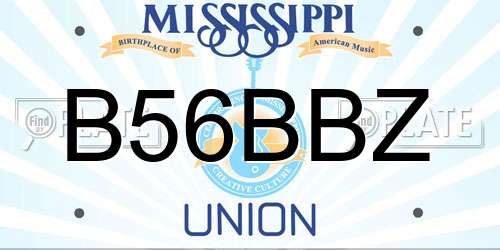 B56BBZ Mississippi License Plate