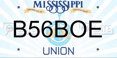 B56BOE Mississippi License Plate