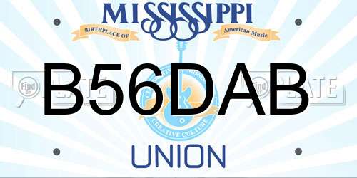 B56DAB Mississippi License Plate