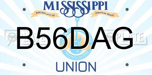 B56DAG Mississippi License Plate