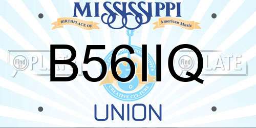 B56IIQ Mississippi License Plate
