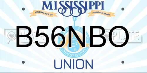 B56NBO Mississippi License Plate