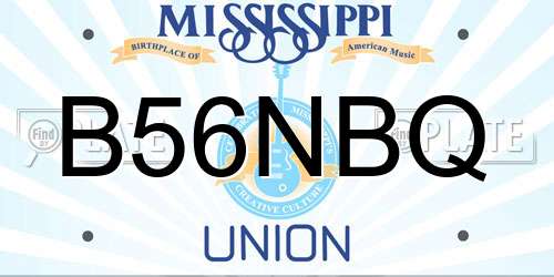 B56NBQ Mississippi License Plate