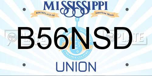 B56NSD Mississippi License Plate