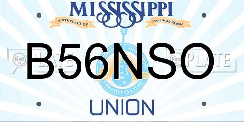 B56NSO Mississippi License Plate