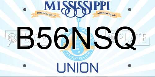 B56NSQ Mississippi License Plate