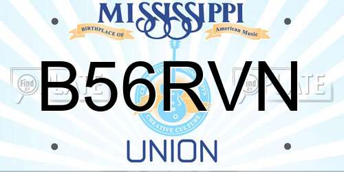 B56RVN Mississippi License Plate