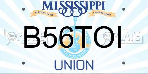 B56TOI Mississippi License Plate