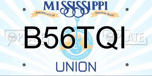B56TQI Mississippi License Plate