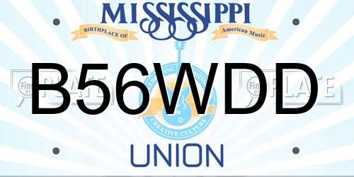 B56WDD Mississippi License Plate