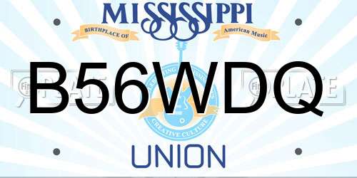 B56WDQ Mississippi License Plate