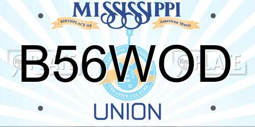 B56WOD Mississippi License Plate