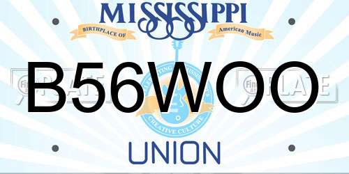 B56WOO Mississippi License Plate