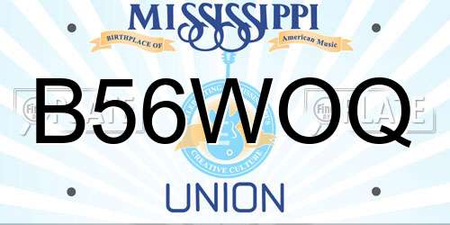 B56WOQ Mississippi License Plate