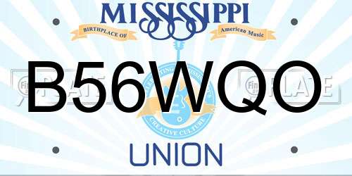 B56WQO Mississippi License Plate