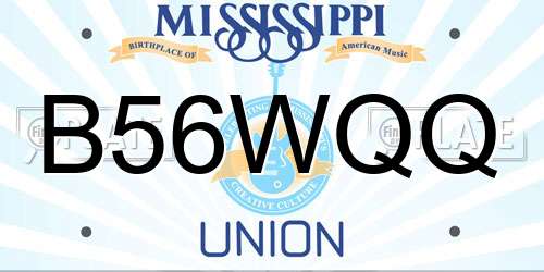 B56WQQ Mississippi License Plate