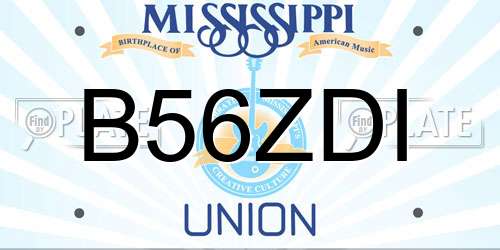 B56ZDI Mississippi License Plate