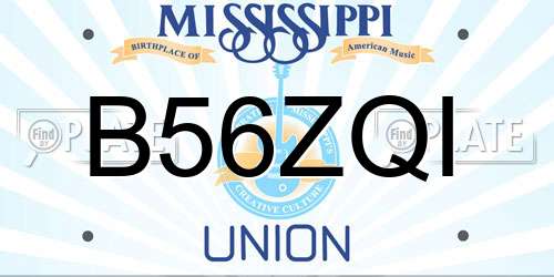 B56ZQI Mississippi License Plate