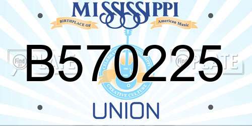B570225 Mississippi License Plate