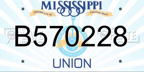 B570228 Mississippi License Plate