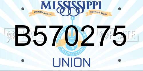 B570275 Mississippi License Plate
