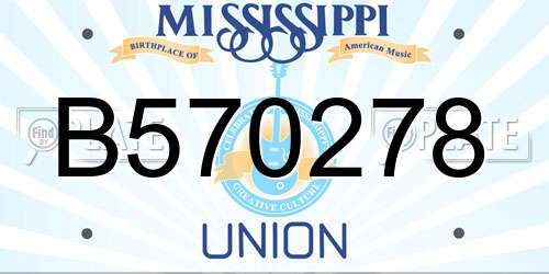 B570278 Mississippi License Plate