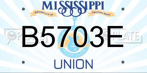B5703E Mississippi License Plate