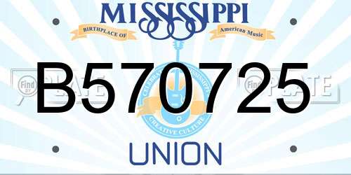 B570725 Mississippi License Plate