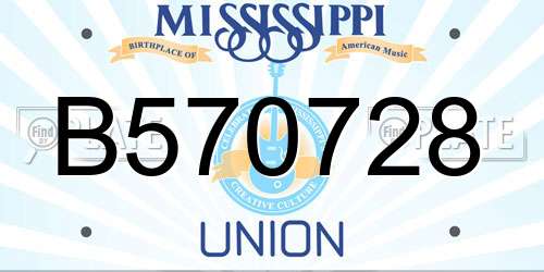 B570728 Mississippi License Plate