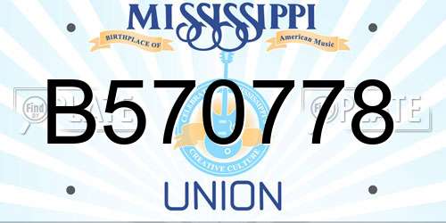 B570778 Mississippi License Plate