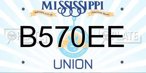 B570EE Mississippi License Plate