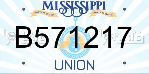 B571217 Mississippi License Plate