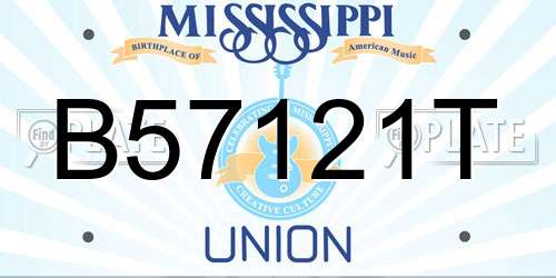 B57121T Mississippi License Plate