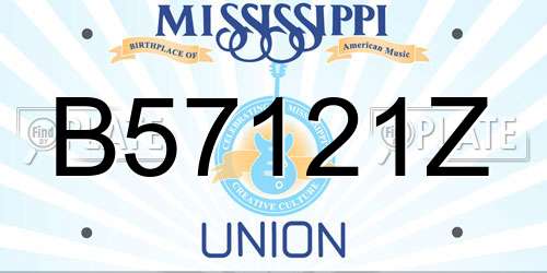 B57121Z Mississippi License Plate