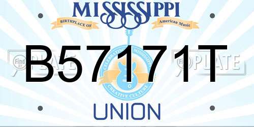 B57171T Mississippi License Plate