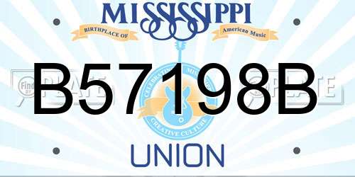 B57198B Mississippi License Plate