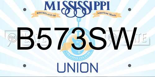 B573SW Mississippi License Plate