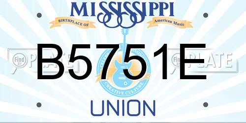 B5751E Mississippi License Plate