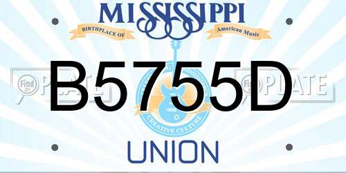 B5755D Mississippi License Plate