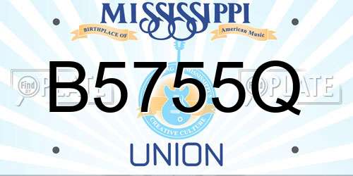 B5755Q Mississippi License Plate