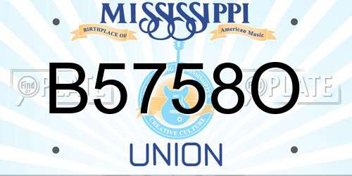 B5758O Mississippi License Plate