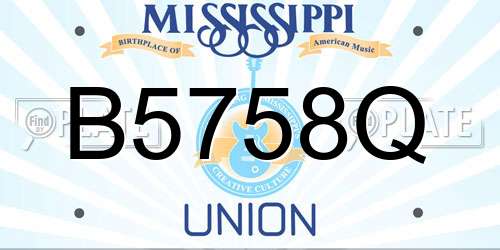 B5758Q Mississippi License Plate