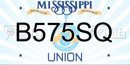 B575SQ Mississippi License Plate