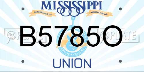 B5785O Mississippi License Plate