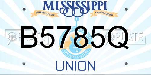 B5785Q Mississippi License Plate