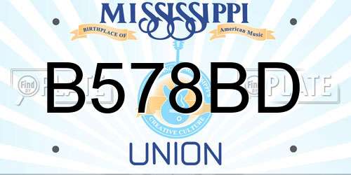 B578BD Mississippi License Plate