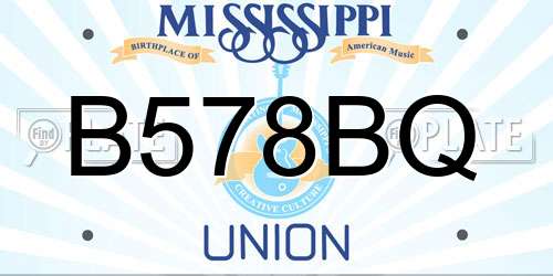 B578BQ Mississippi License Plate