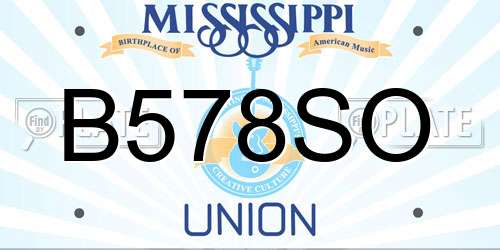 B578SO Mississippi License Plate