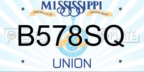 B578SQ Mississippi License Plate