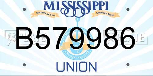 B579986 Mississippi License Plate